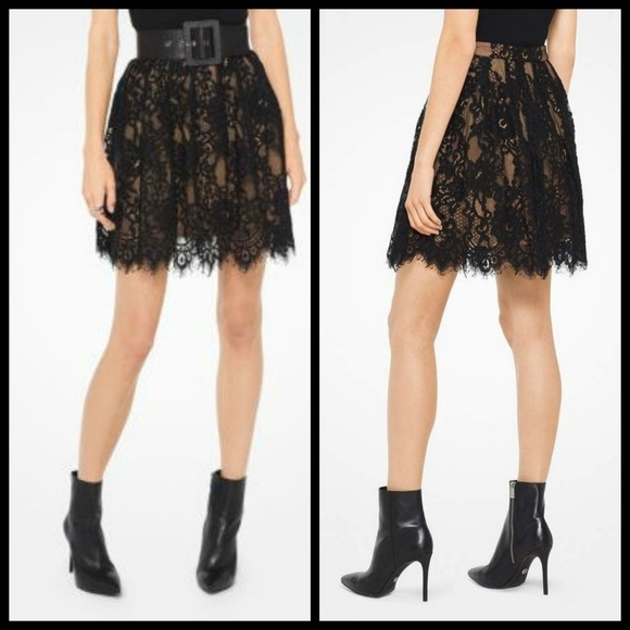 💕MICHAEL MICHAEL KORS💕 Black Scallop Lace Skirt - Picture 1 of 8
